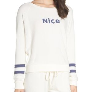 Make + Model Cozy Crew Raglan Sweatshirt Ivory Sz S